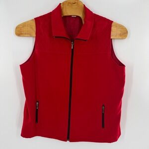 Allison‎ Daley Red Quilted Yoke Zip Up Vest Womens Size 16 Sleeveless Jacket
